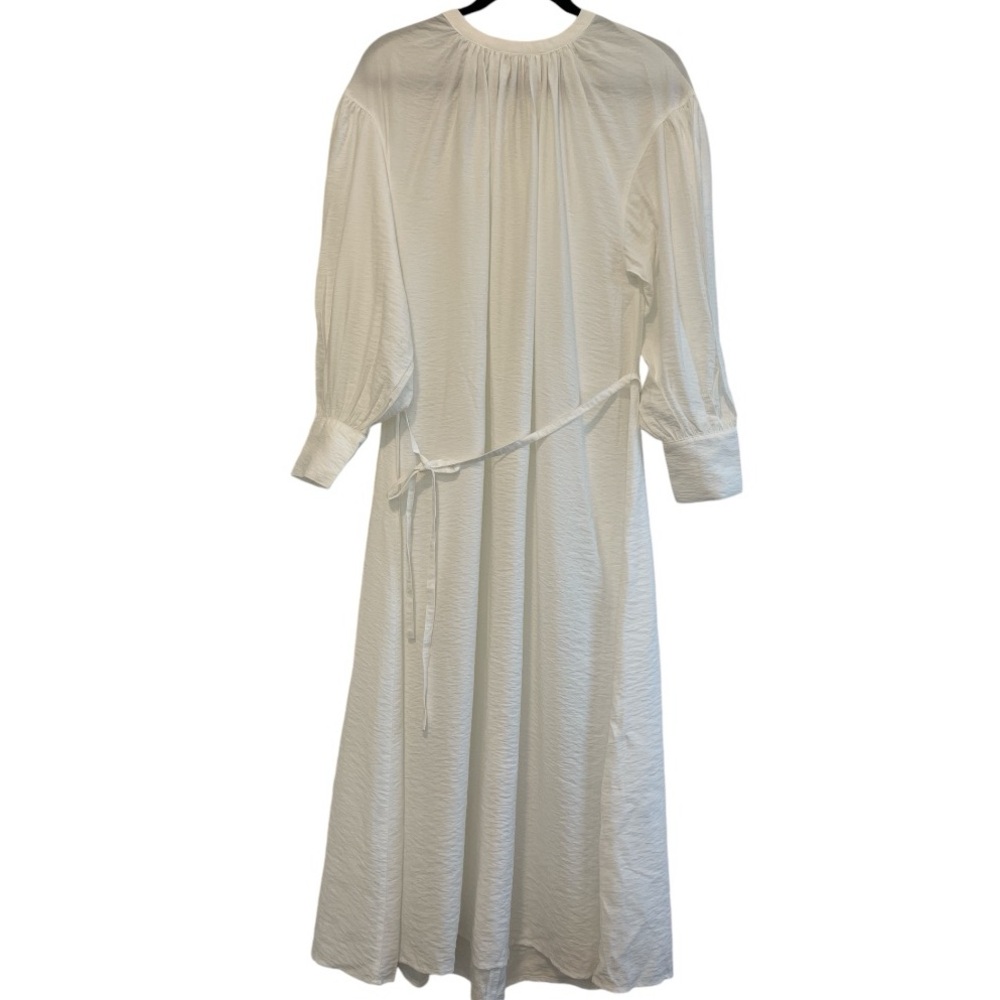 Lowrys Farm White Ballon Sleeve Midi Dress With Tie Waist